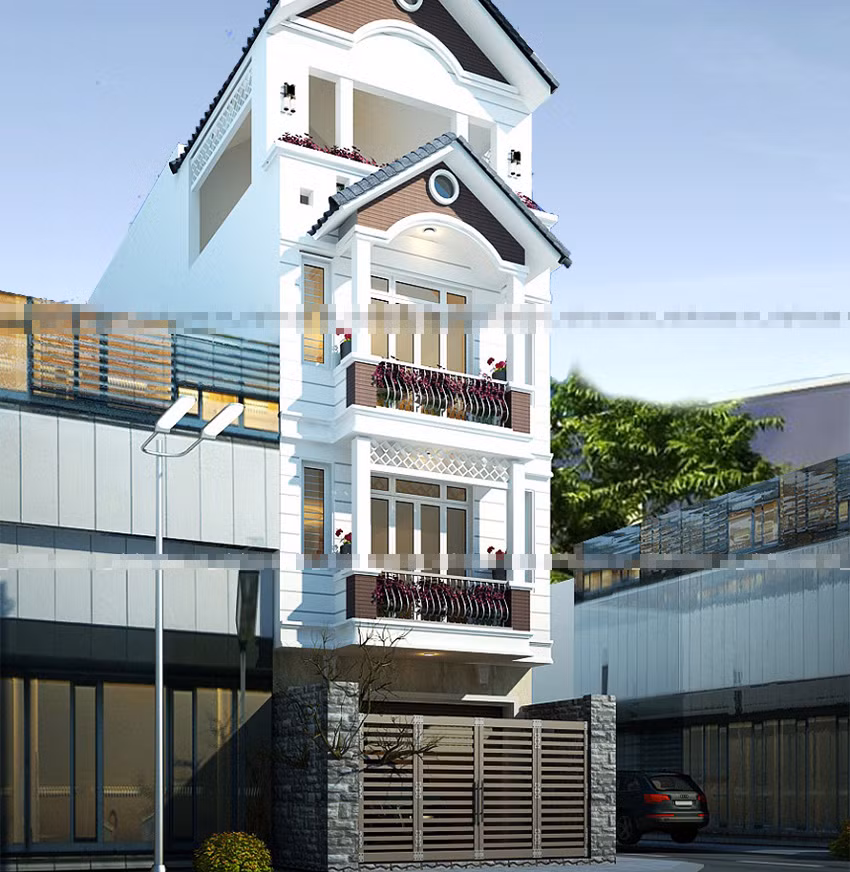 Màu sơn trang nhã kết hợp những ô cửa sổ cân đối hài hòa tạo nên một khối biệt thự đạt tính khoa học và thẩm mỹ. Ảnh: Viphouse.