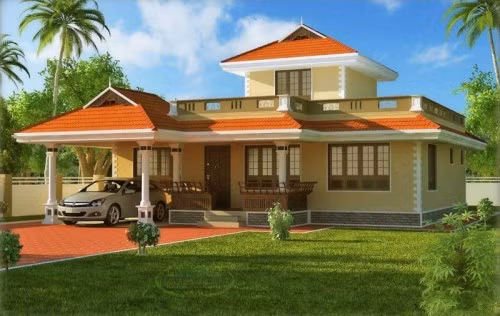 Nhà cấp 4 tân cổ điển có gác lửng được biến tấu hài hòa nhờ cách phối màu sắc, bố trí không gian. Ảnh: Kientrucnhapho.