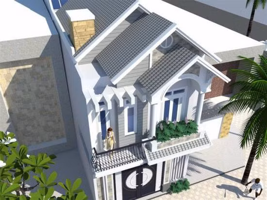 Mái ngói kép hình chữ A là điểm nhấn của ngôi nhà. Ảnh: Nhadatdian24h.