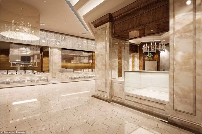 Trong khách sạn, có 3 nhà hàng phục vụ đủ cả món Trung Quốc truyền thống và món ăn nước ngoài.