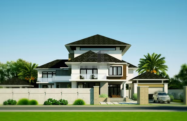 Ngôi biệt thự mang đậm phong cách tân cổ điển, màu sắc hài hòa, nhã nhặn. Ảnh: Kientrucae.