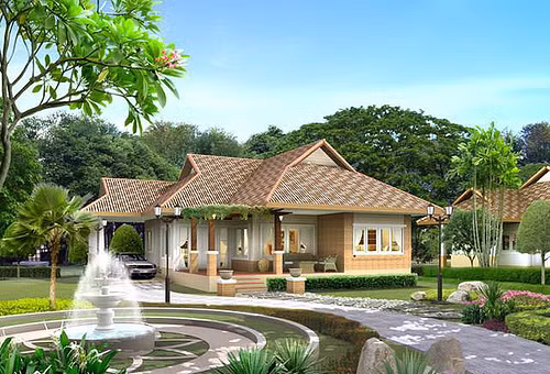 Khu vườn có chức năng tôn lên vẻ đẹp của ngôi biệt thự đồng thời góp phần làm không khí của ngôi nhà được trong lành hơn. Ảnh: Xaysuanhatrongoi.