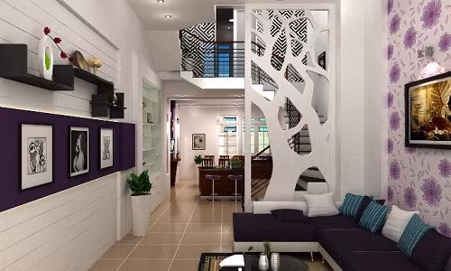 Vách ngăn phòng khách bằng sắt được gia công một cách tỉ mỉ. Ảnh: VachnganCNC.