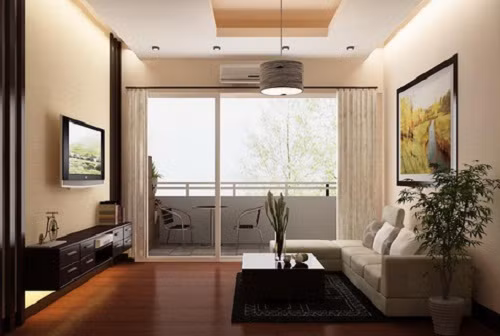 Trong trường hợp nhà có nhiều trẻ nhỏ, kiểu sofa áp lưng vào 1-2 bức tường để tạo khoảng trống trên nền cho trẻ vui chơi. Ảnh: Acong.