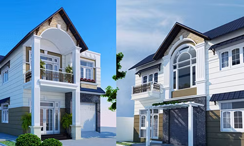 Biệt thự vườn 2 tầng khang trang với mái lợp ngói, phong cách bán cổ điển. Ảnh: Tda.