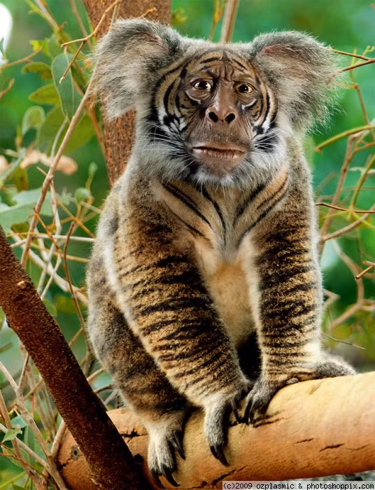 Hổ con mặt khỉ kỳ lạ. Ảnh: Photoshop Pix.