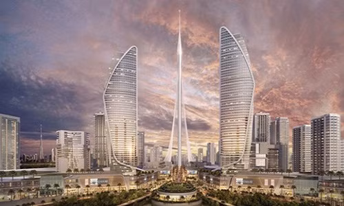 Theo dự kiến, Dubai Creek Tower sẽ trở thành tòa nhà chọc trời cao nhất thế giới với 928m, cao hơn tòa Burj Khalifa (toà nhà cao nhất thế giới từ năm 2010 - 828m) 30m. Ảnh: CNN.