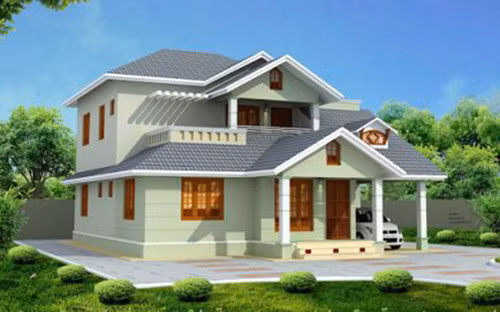 Hệ mái chữ A kép là điểm nhấn của ngoại thất công trình. Ảnh: Internet.