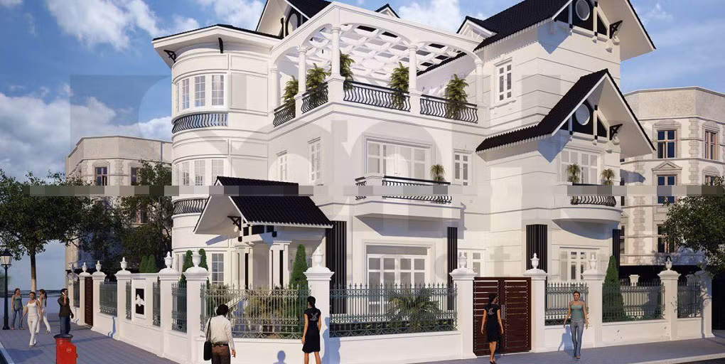 Ngôi biệt thự cổ điển sang trọng, bề thế. Ảnh: Khonggianmoi.