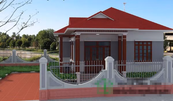 Cổng và hàng rào được thiết kế thoáng để bên ngoài có thể nhìn thấy được toàn cảnh của căn nhà và sân vườn. Ảnh: Thietkethicongnhadep.