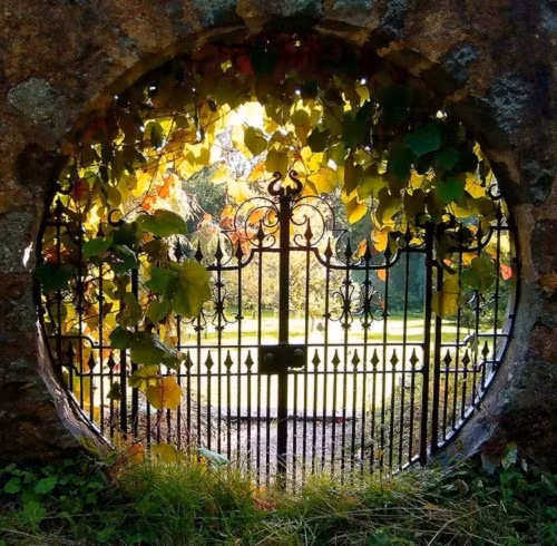 Thiết kế cổng dạng tròn phù hợp với khuôn viên của khu vườn. Ảnh: Baophuc.