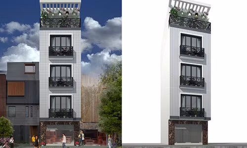 Mỗi tầng được thiết kế hệ cửa kính lớn tạo cho ngôi nhà thông thoáng mát mẻ. Ảnh: Ktshanoi.