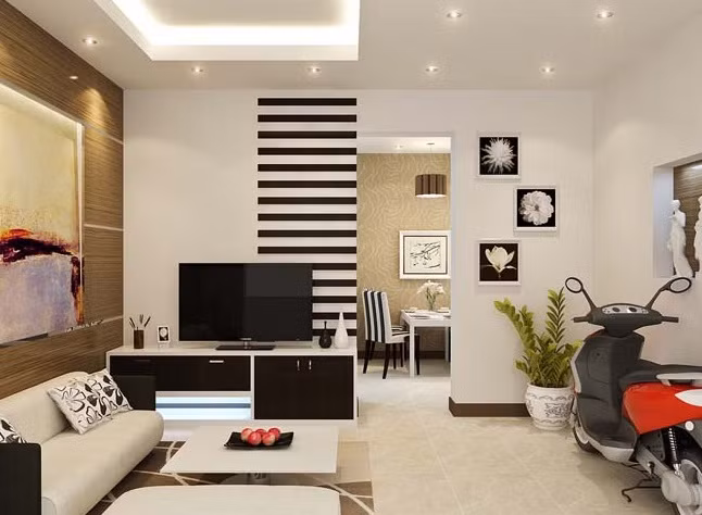 Khéo léo sắp xếp sofa bạn vẫn có không gian cho chỗ để xe. Ảnh: Nhadep.