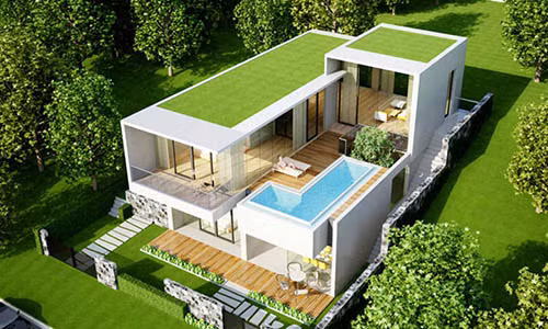 Thiết kế theo phong cách châu Âu, căn biệt thự 2 tầng nổi bật với sắc xanh của thảm cỏ và sơn trắng của tường nhà. Ảnh: Kientrucdpa.