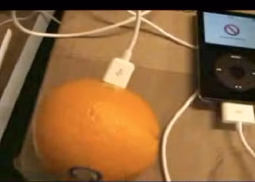 Liệu chủ nhân có cắm nhầm ổ cắm vào quả cam. Ảnh: Hongkiat.