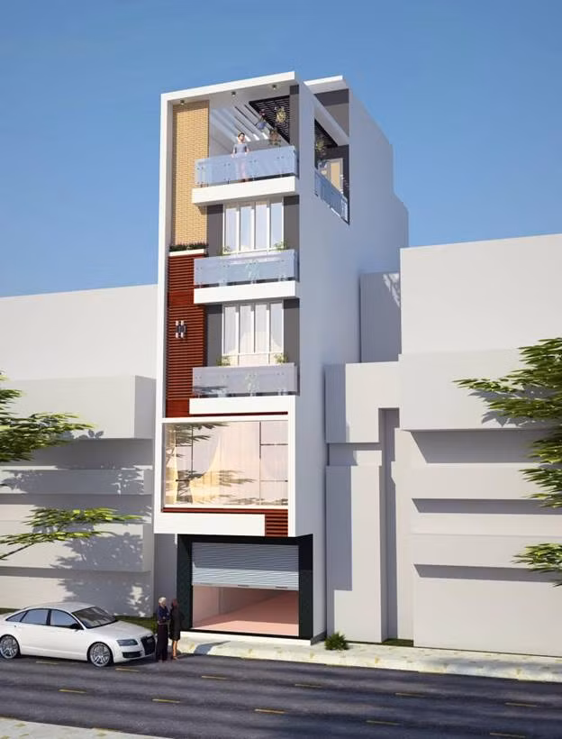 Nhà ống hiện đại nhờ lan can ban công trong suốt. Các cửa sổ cũng tối giản hơn nhiều. Ảnh: Ytuongnhadep.