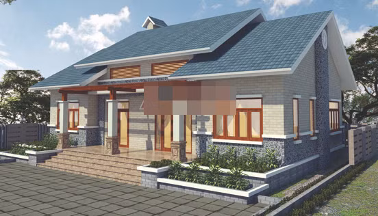 Kết cấu mái 2 lớp tạo điểm nhấn kiến trúc. Ảnh: Angcovat.