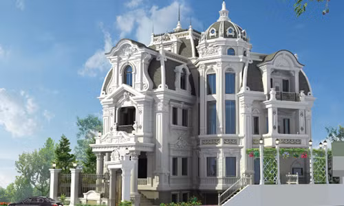 Mẫu kiến trúc biệt thự lâu đài kiểu Pháp với thiết kế độc đáo, sang trọng là lựa chọn hàng đầu của các doanh nhân tại Việt Nam. Ảnh: Santino.