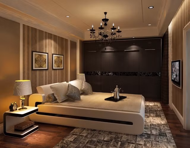 Giường ngủ vuông vức cho không gian thêm thú vị và độc đáo. Ảnh: Homedit.