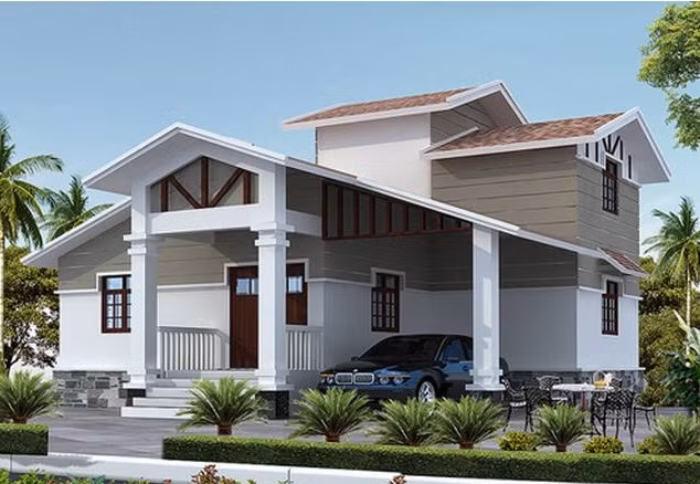 Phá cách theo dạng nhà mái lệch. Ảnh: Thietkenhadepmoi.