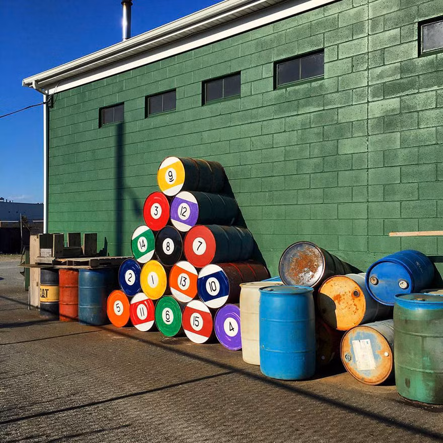 Thùng phuy thành quả bóng bi-a.