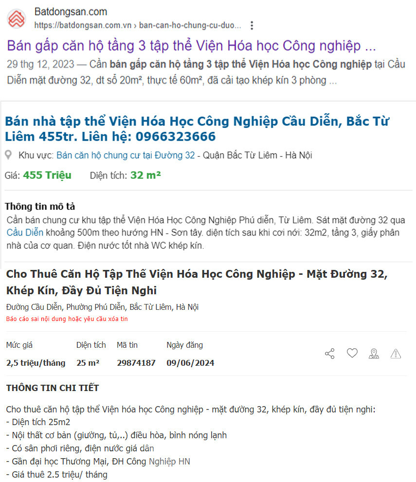 Từ diện tích ban đầu 18m2, có căn hộ tập thể đã được cơi nới đến 32 - 60m2, cải tạo khép kín và từng được rao bán với giá 455 - 600 triệu đồng/căn.