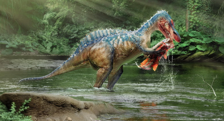Spinosaurus là một chi khủng long ăn thịt sinh sống tại Bắc Phi trong các giai đoạn Albian và Cenomanian của kỷ Phấn trắng, khoảng 112 – 97 triệu năm trước. Theo ước lượng gần đây, Spinosaurus là loài lớn nhất trong tất cả loài khủng long ăn thịt được biết đến, thậm chí còn lớn hơn Khủng long bạo chúa rex và Giganotosaurus. Nó dài khoảng 16-18 mét và nặng 7 - 10 tấn. Lưng của nó có một cánh buồm để giúp kiểm soát nhiệt độ trong cơ thể. Dù to lớn như vậy nhưng thức ăn của nó chủ yếu là cá.