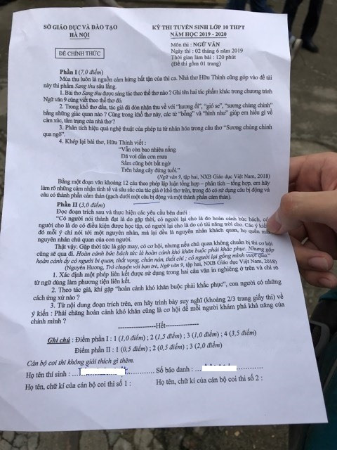 De thi, dap an mon Ngu van vao lop 10 Ha Noi, TPHCM