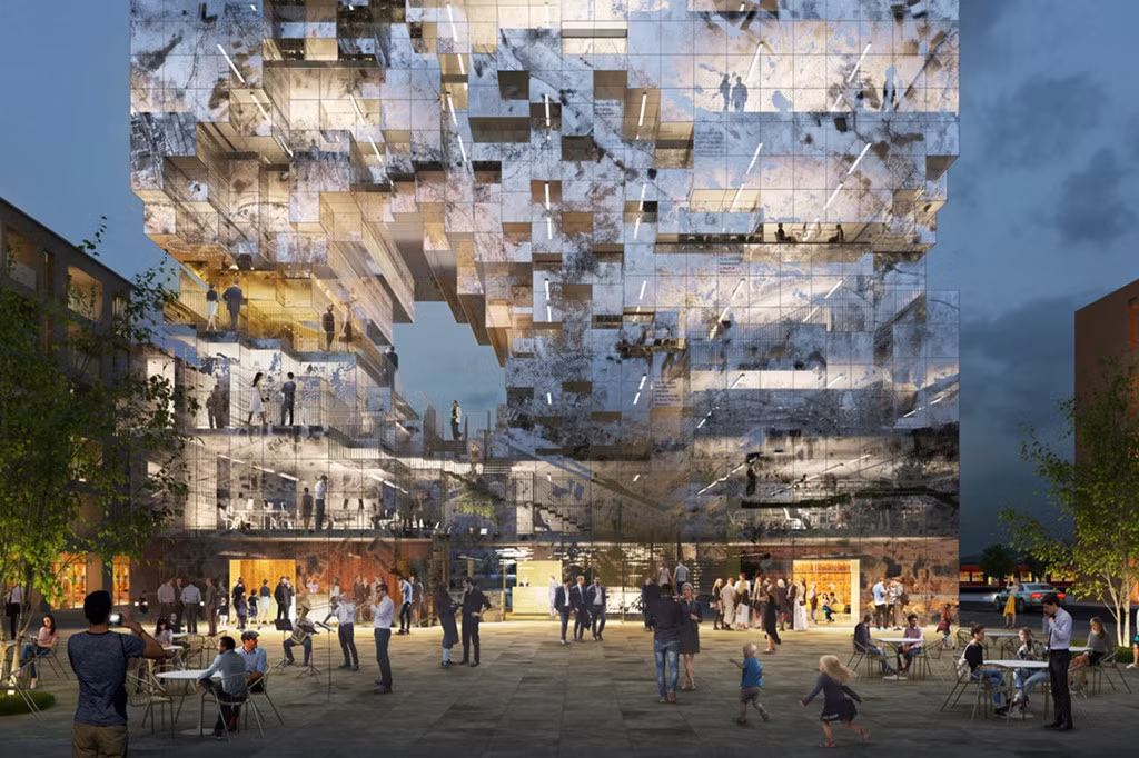 Có diện tích lên tới 6.500 m2, Milestone là khu tổ hợp văn phòng độc đáo, có trung tâm hội nghị, quán cà phê... Khoảng trống lớn giữa mặt tiền tòa nhà được gọi là "phòng Essingler" dùng để sử dụng cho các hoạt động của cư dân thành phố.