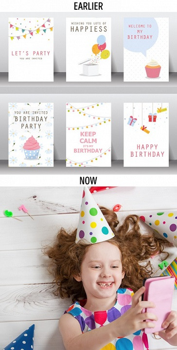 Trước kia, thiệp chúc mừng được trao tay còn ngày nay với công nghệ hiện đại, người ta có thể gửi lời chúc qua mail thay vì thiệp giấy.