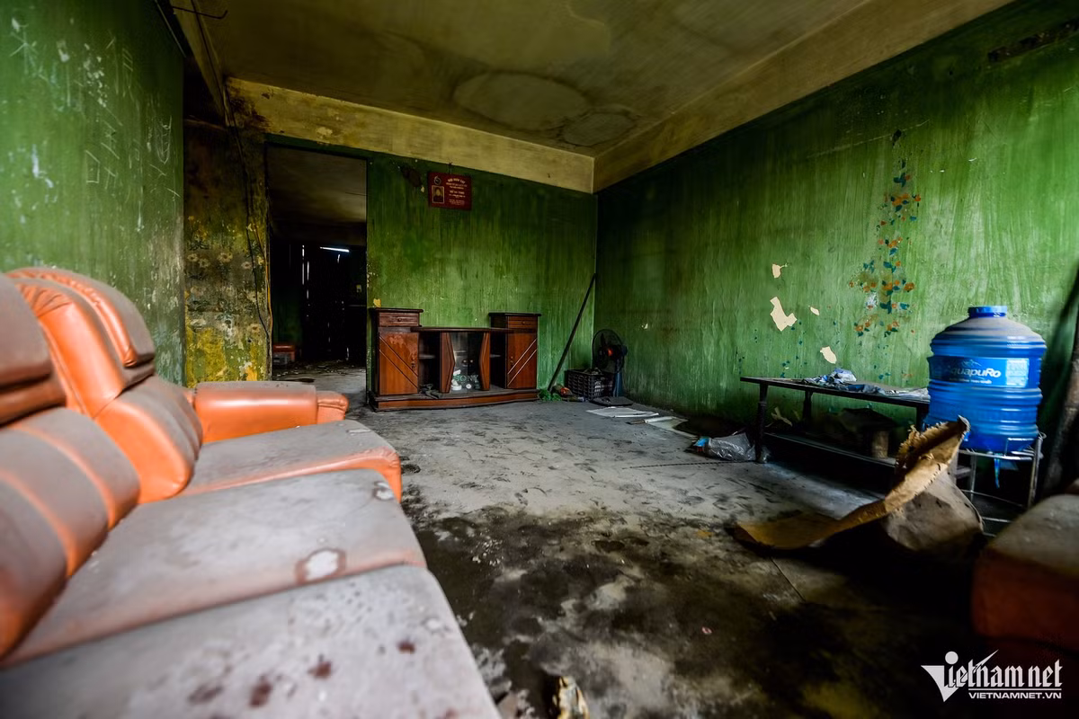 Trong các căn hộ, trần nhà hầu hết đều bị thấm dột, ẩm mốc, tróc lở.