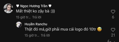 Dưới phần bình luận, Chu Thanh Huyền cho biết chiếc logo xe thật sự đã bị mất và nhà cô sẽ phải mất 10 triệu để mua lại.