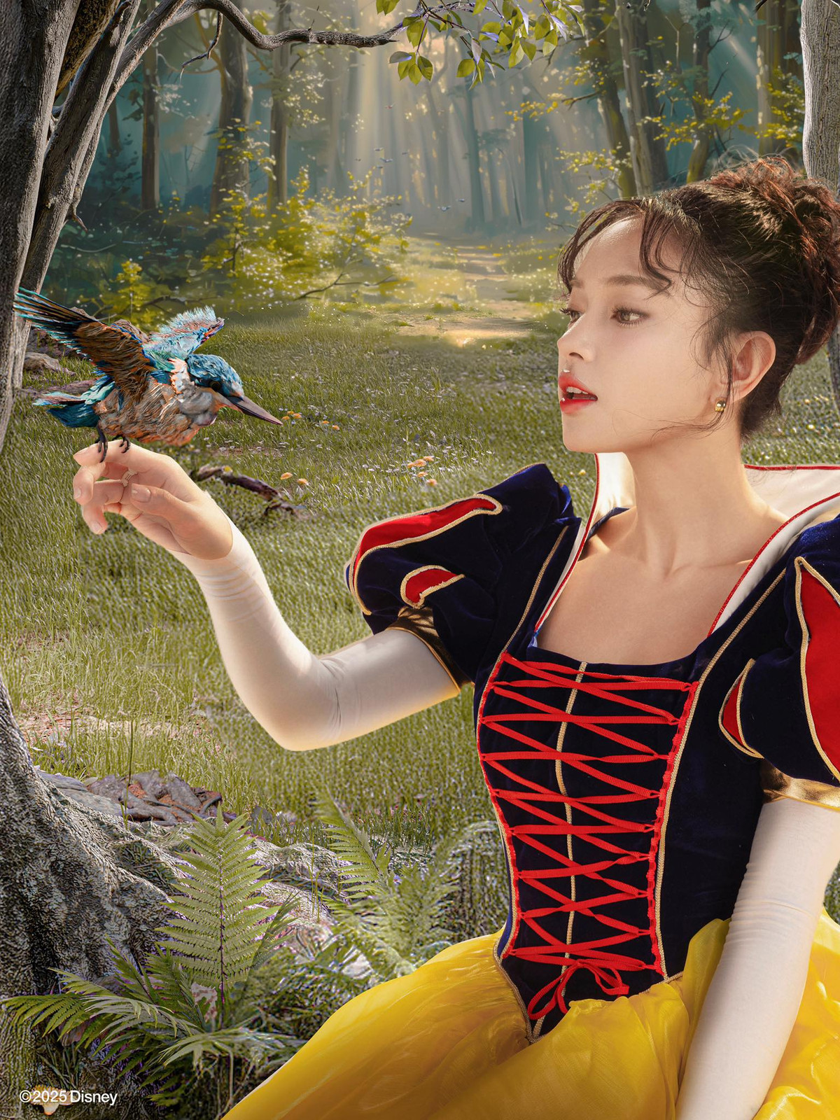 Nàng fashionista như vừa bước ra từ trang truyện cổ tích khi đắm chìm giữa khung cảnh mơ màng với những tia nắng ấm áp.