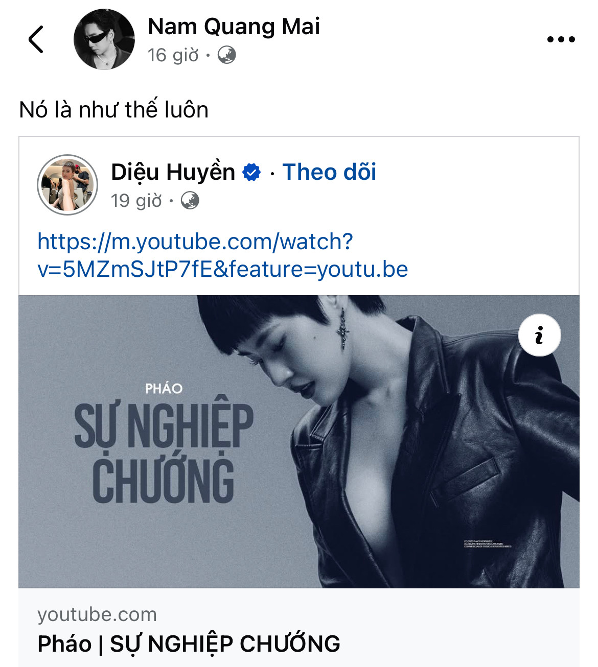 Nam rapper OSAD đã chia sẻ bài rap của Pháo công khai trên trang cá nhân.