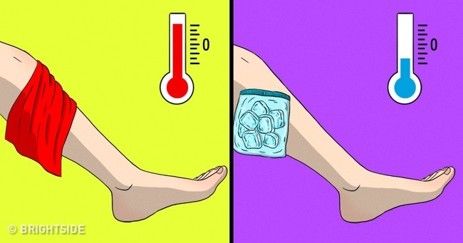 7. Chườm nóng hoặc lạnh: Bạn có thể áp dụng một miếng đệm sưởi ấm trên một phần cơ, nó sẽ giúp bạn tăng lưu lượng máu đến cơ. Bạn cũng có thể sử dụng một túi chườm lạnh giúp làm giảm tê và sưng. Cách này không có tác dụng với người bị bệnh tiểu đường, chứng đau nửa đầu, hoặc các bệnh lý khác dẫn đến tê ở chân tay.