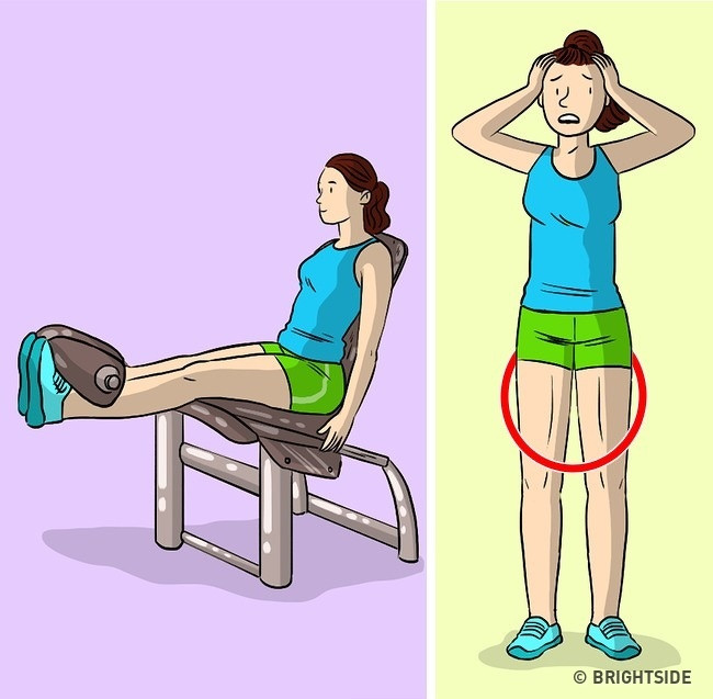 7. Bẻ cong chân trên máy tập thể dục. Những bài tập này sẽ khiến phần cơ bắp hông của bạn trở nên to hơn.