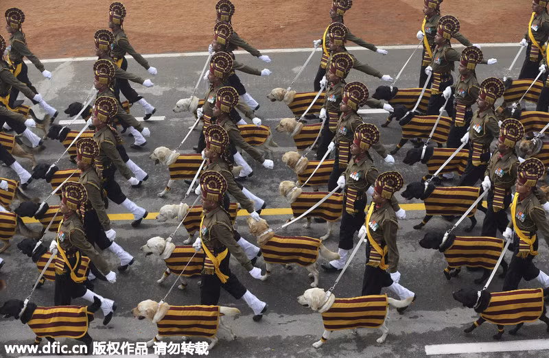 Cuộc duyệt binh năm nay của Ấn Độ tiếp tục là màn hình diễn của những trang phục đặc sắc của quân đội nước này.