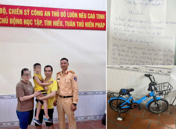 Ho tro be trai 5 tuoi dap xe di lac ve voi gia dinh