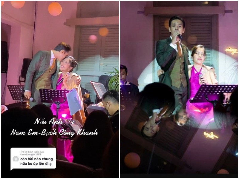 Một lần Nam Em được khán giả nam tặng quà và có hành động thân mật, Bạch Công Khanh đã tỏ ý giận dỗi. Ảnh: Saostar