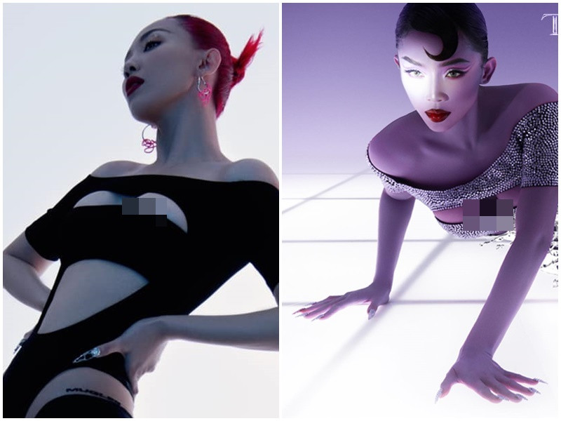 Bà xã Hoàng Touliver diện váy cắt khoét táo bạo khoe vòng một nở nang.