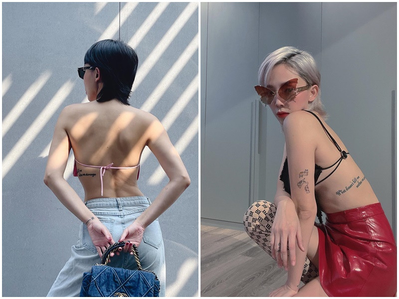 Tóc Tiên để lộ tấm lưng trần với trang phục kiệm vải.