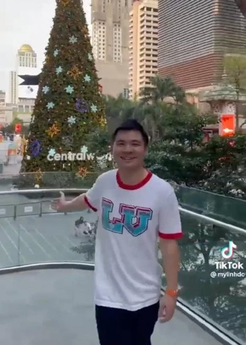 Ông xã của Đỗ Mỹ Linh vui vẻ hóa TikToker. Ảnh: Bảo vệ công lý