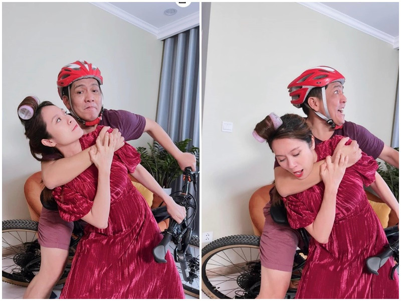 Biểu cảm, cử chỉ của vợ chồng Thanh Thúy khiến người xem không thể nhịn cười.