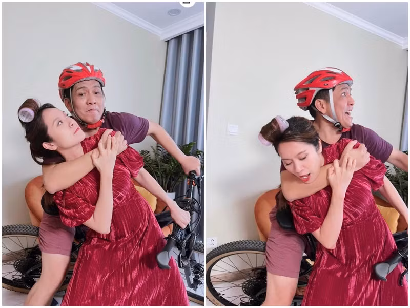 Biểu cảm, cử chỉ của vợ chồng Thanh Thúy khiến người xem không thể nhịn cười.