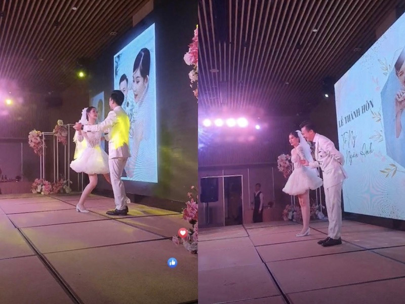Cô dâu chú rể khiêu vũ trong lễ cưới. Ảnh: Yan