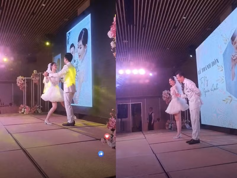 Cô dâu chú rể khiêu vũ trong lễ cưới. Ảnh: Yan