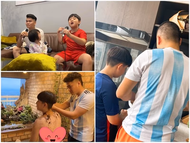 Tình cảm Trung Kiên dành cho con trai Lê Phương không khác gì cha với con ruột. Đáp lại tình cảm của Trung Kiên, bé Pháo gọi anh là "ba". Ngoài ra, con trai riêng của Lê Phương còn từng dùng tiền tiết kiệm mua quà sinh nhật tặng bố dượng.