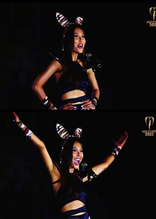 Nàng á hậu cũng hiếm khi lọt vào ống kính của ban tổ chức cuộc thi. Ảnh: Yan