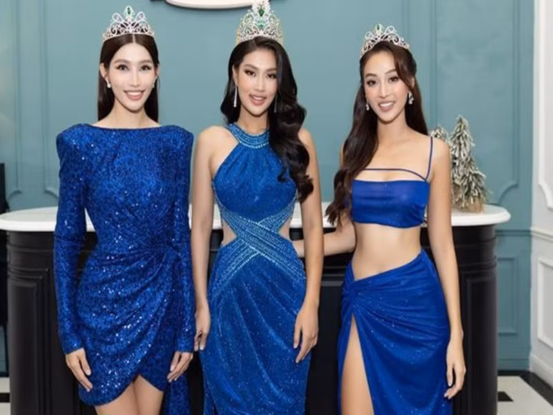Thiên Ân đọ sắc cùng 2 á hậu Quỳnh Châu và Tuyết Như. Ảnh: Miss Grand Vietnam