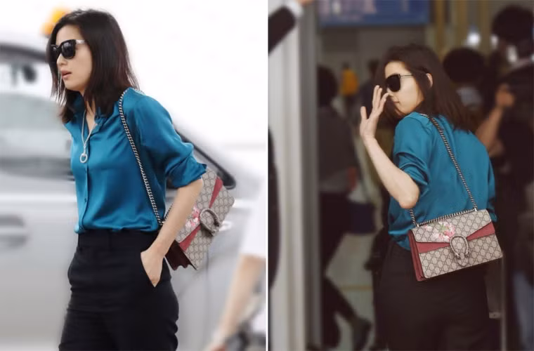 Đây là thiết kết mới nằm trong bộ sưu tập thu 2015 của Gucci. Hai món phụ kiện của Gucci mà ngôi sao "Cô nàng ngổ ngáo" đeo là chiếc túi xách tay và chiếc vòng cổ kim loại, cũng nằm trong bộ sưu tập 2015 của hãng thời trang này.